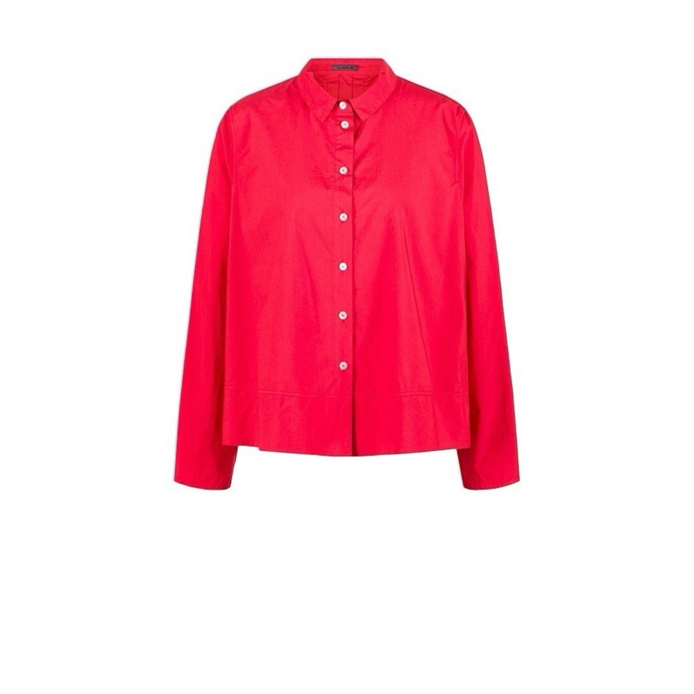Oska Oversize Button Down Shirt Size 1 (6-8 US) Red 100% Cotton Poplin Collared - Picture 11 of 11